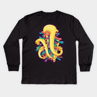 Plastic Macaroni Boho Trippy Hippy Calamari Kids Long Sleeve T-Shirt